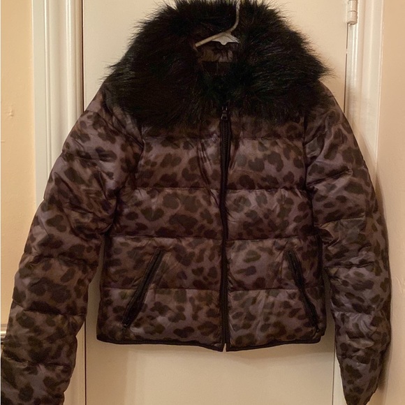 Moda International Women Leopard print Puffer Down Jacket XS - Picture 3 of 4